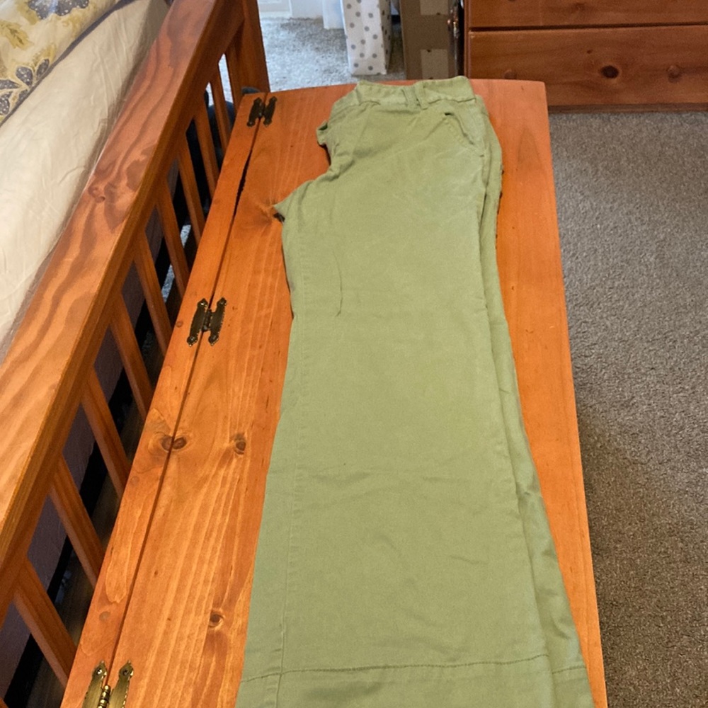Wide leg light green khaki pants
